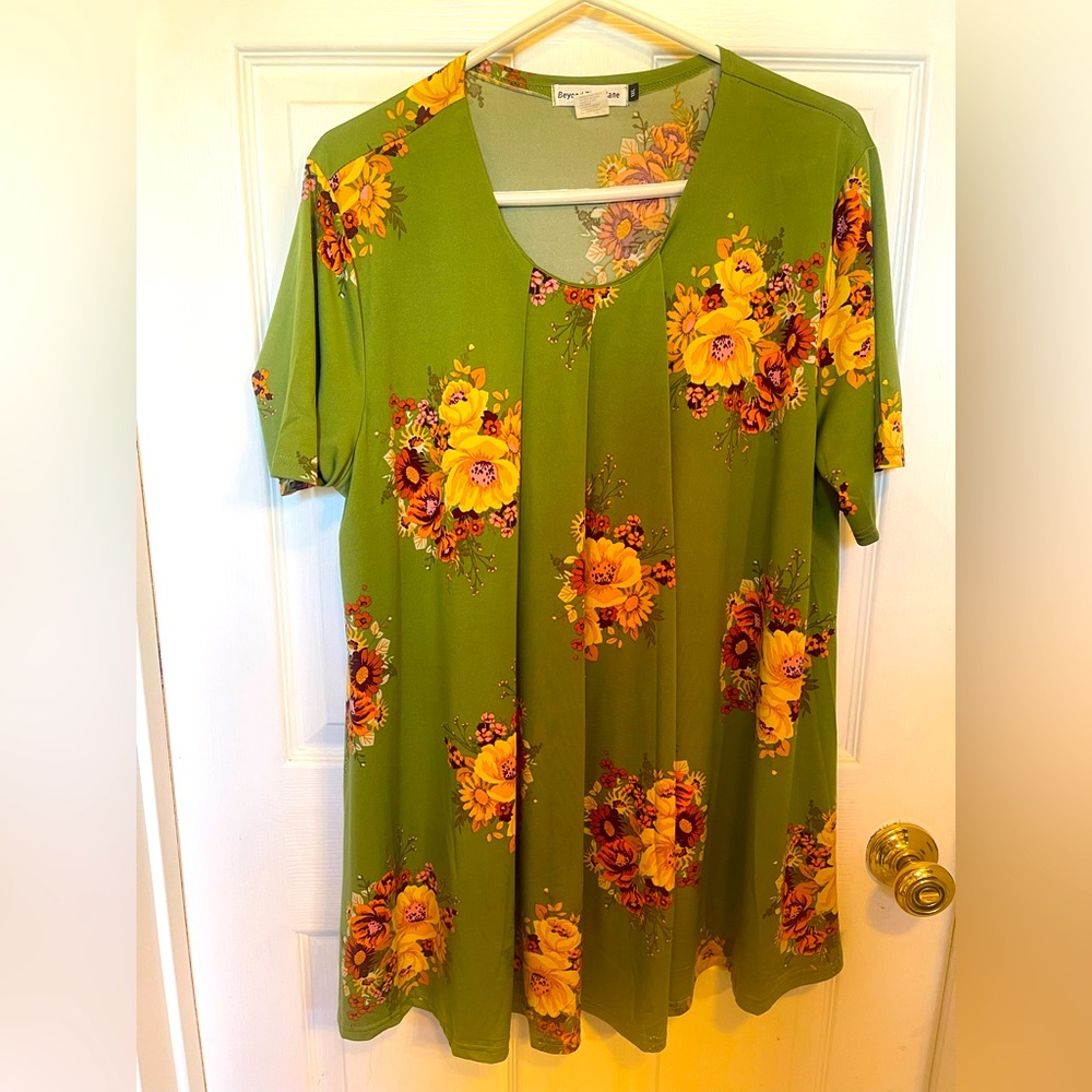 Beyond This Plane Olive Floral Tunic